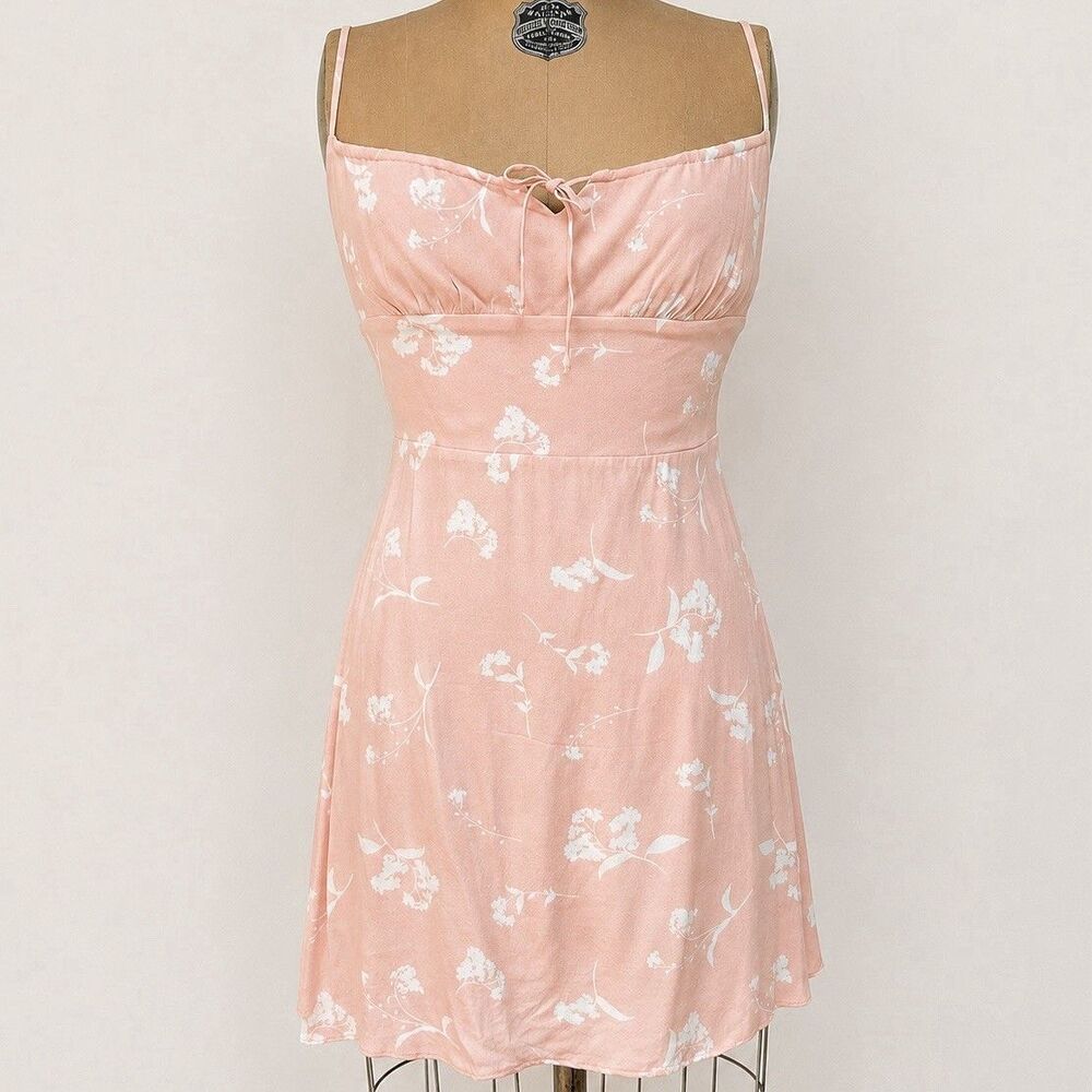 Aritzia Wilfred Fable Dress Size 4 Coral Blush Floral Mini Sweetheart Coquette